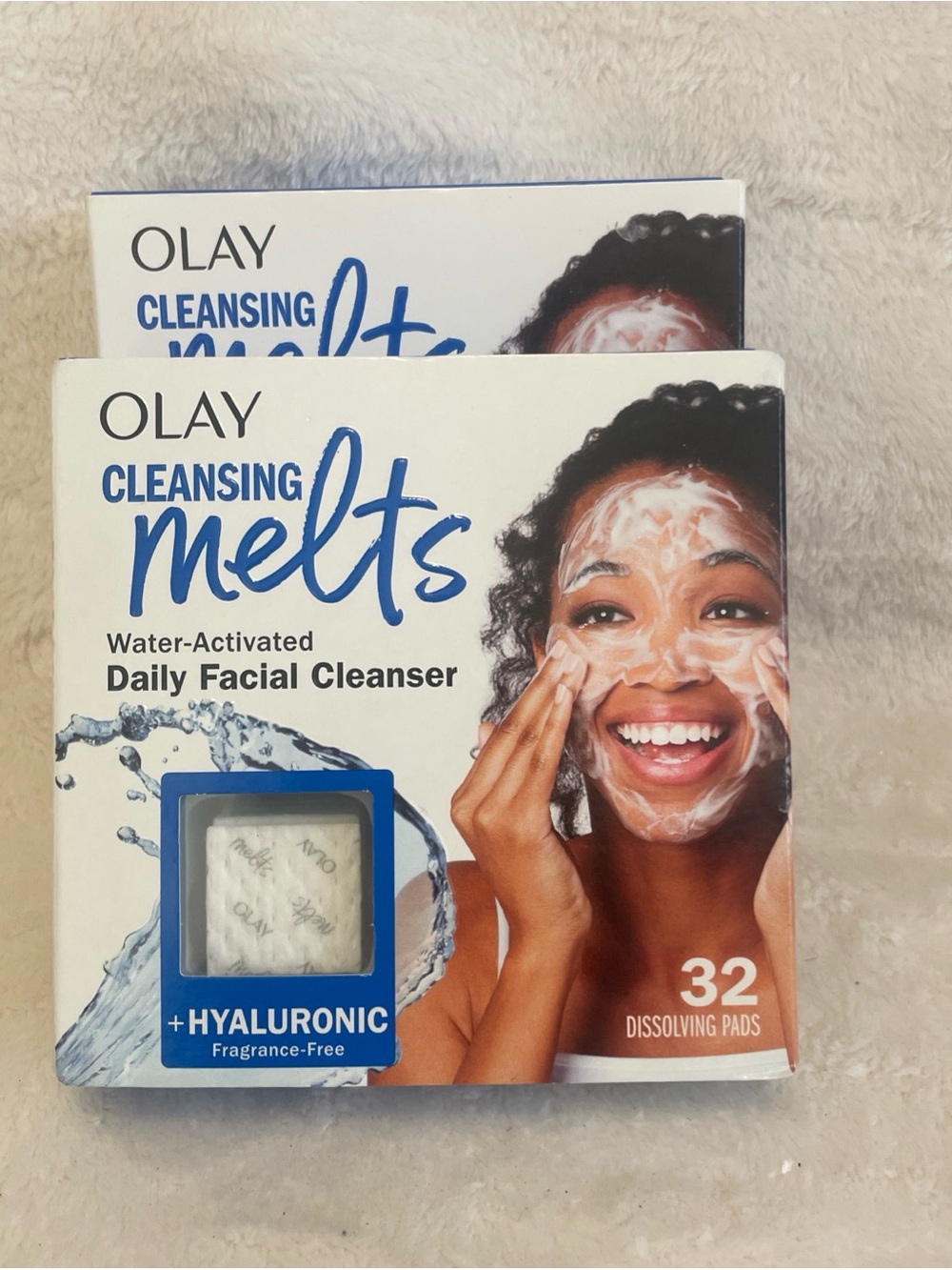 Lot of 2 Olay Face Cleansing Melts with Hyaluronic Acid - 32ct Each NEW